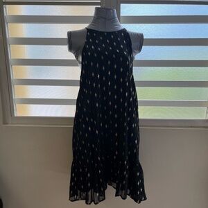 Night Black, Green and Gold mini dress